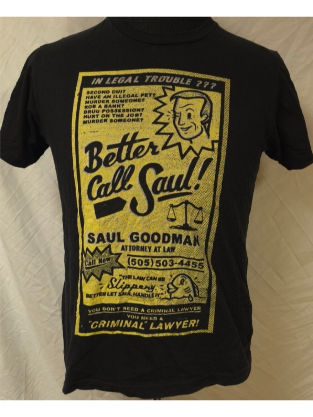 Better Call Saul Breaking Bad 2014 TV Show Promo Black Distressed Shirt Medium